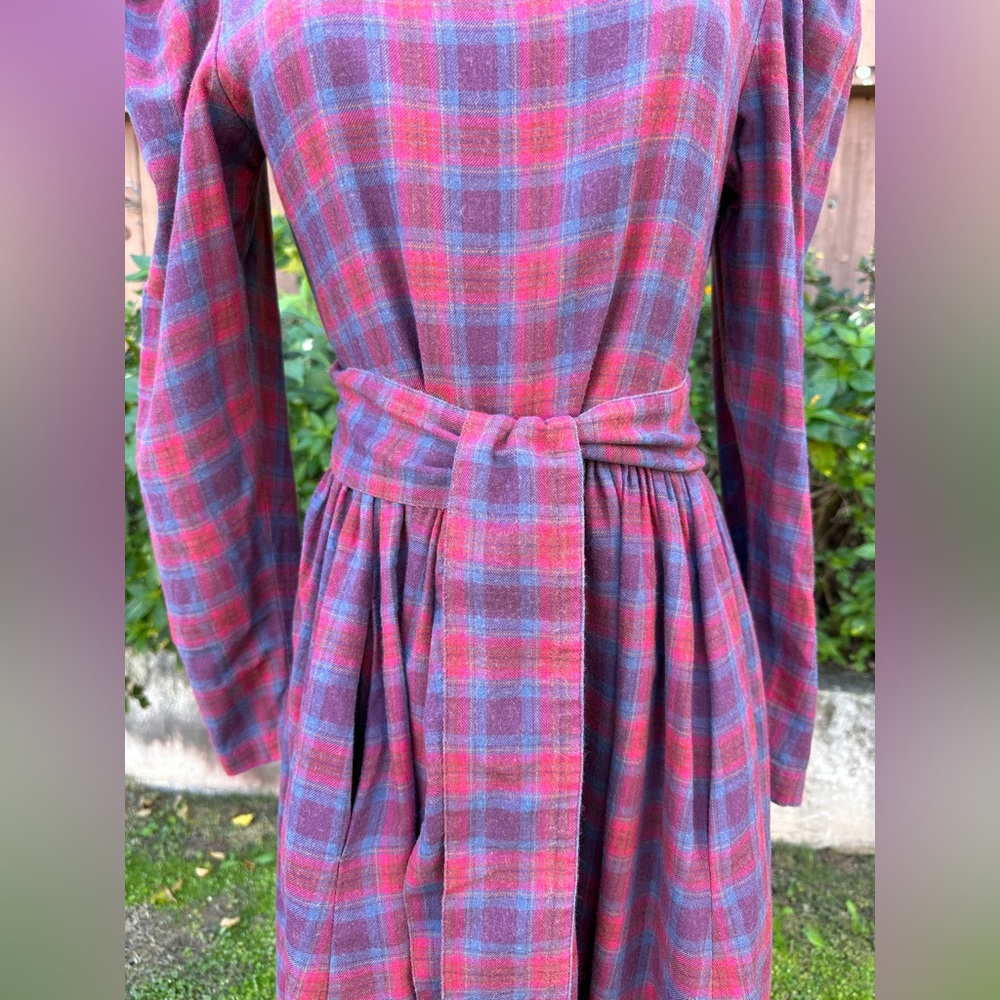 Vintage Laura Ashley Check Plaid Wool Blend Dress - Picture 3 of 13